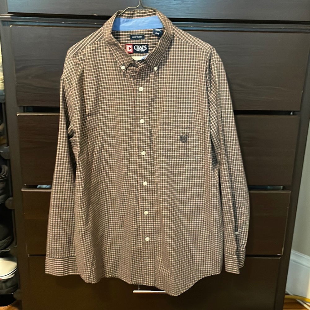 Mens Chaps Dress Shirt Red and Green Large